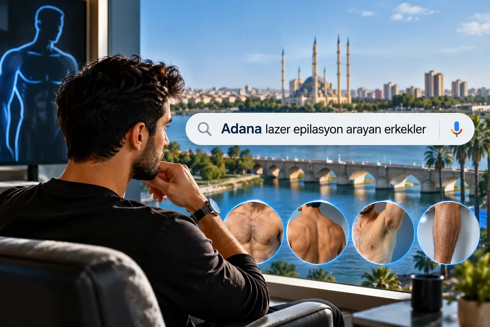 Can Vip Erkek Bakım Adana'da erkek danışana lazer epilasyon öncesi kıl ve cilt değerlendirmesi