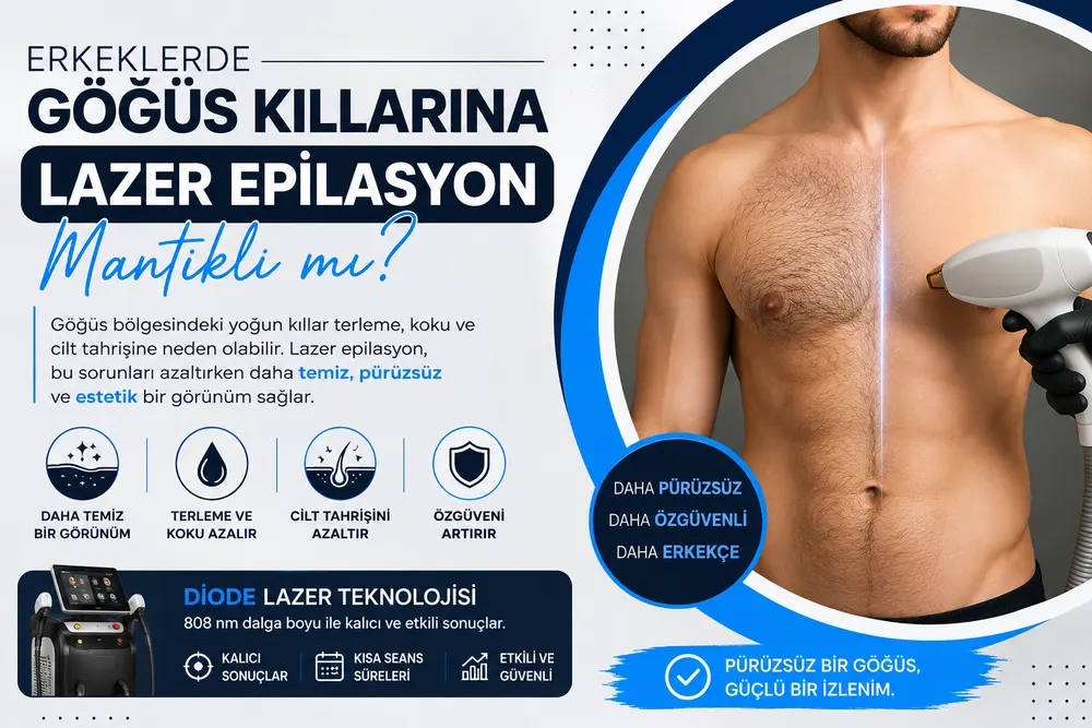 Adana Can Vip'te erkek göğüs bölgesine diode lazer epilasyon uygulaması