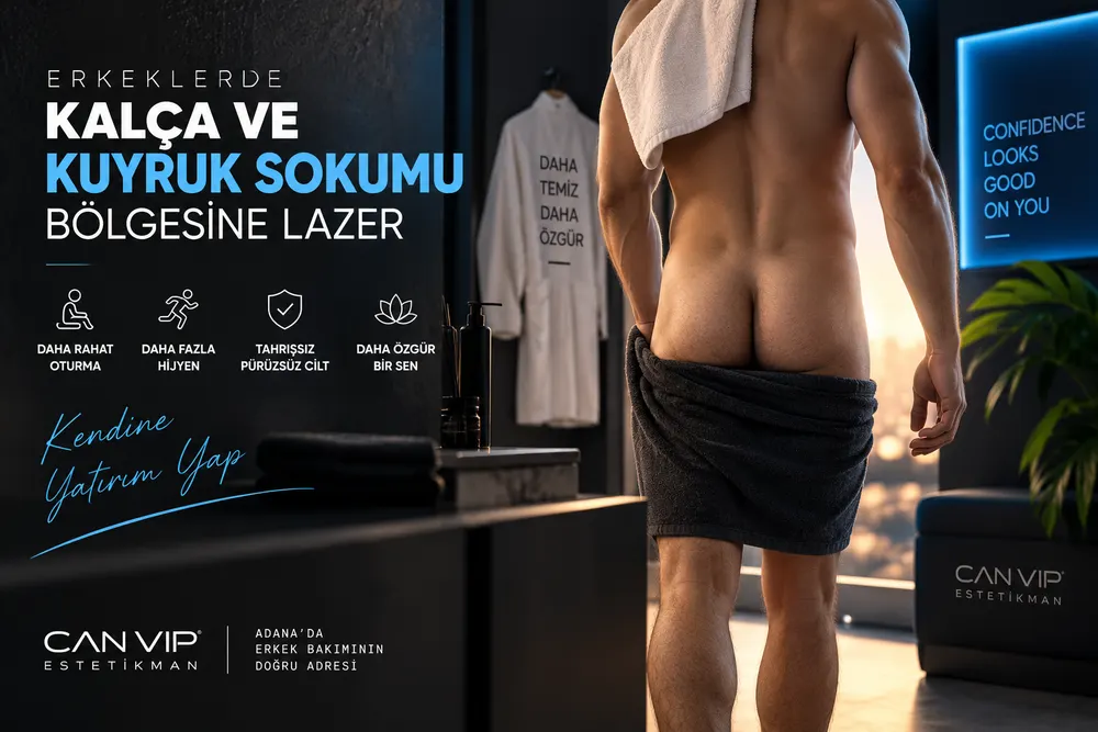 Erkek kalça ve kuyruk sokumu bölgesine diode lazer epilasyon uygulaması