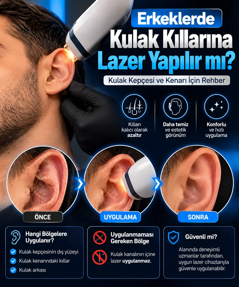 Adana'da erkek kulak bölgesine diode lazer epilasyon uygulaması