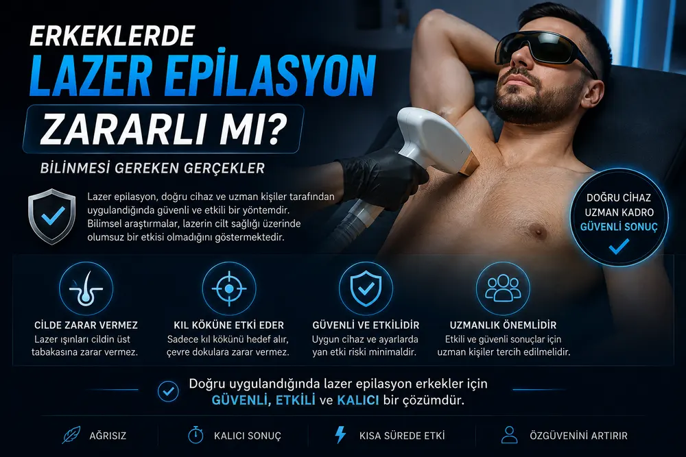 Erkek lazer epilasyon sonrası ciltte görülebilen geçici hafif kızarıklığı temsil eden görsel