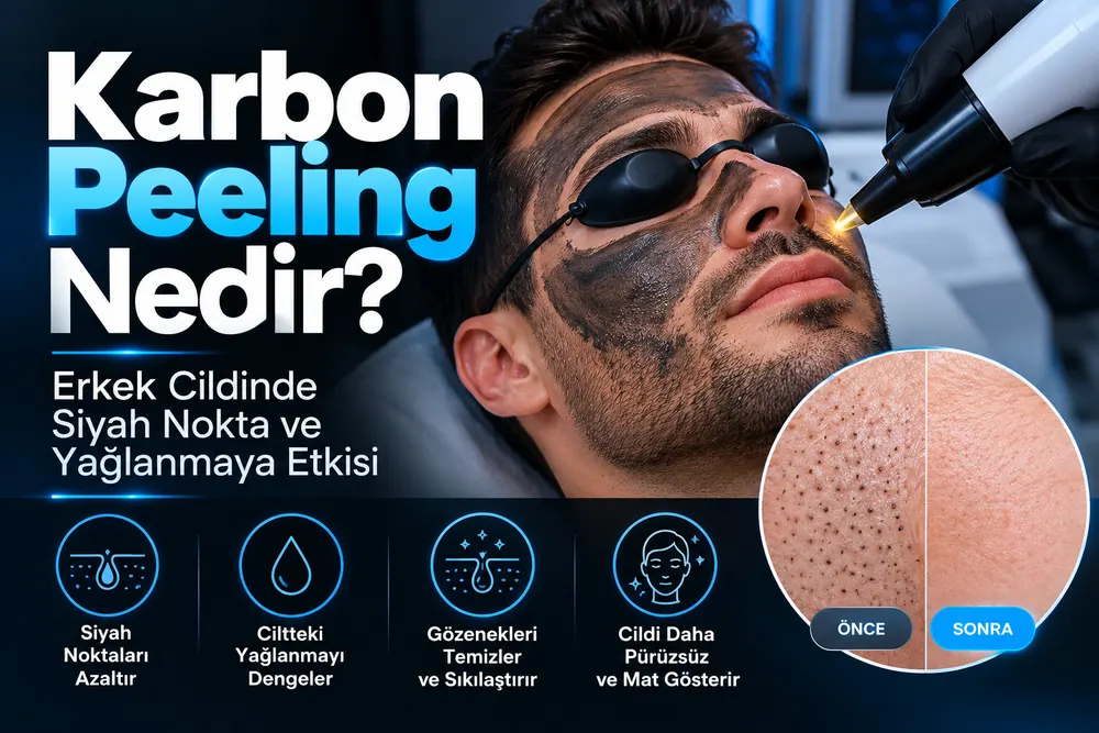 Erkek cildinde siyah nokta ve yağlanma bölgelerine karbon peeling uygulaması