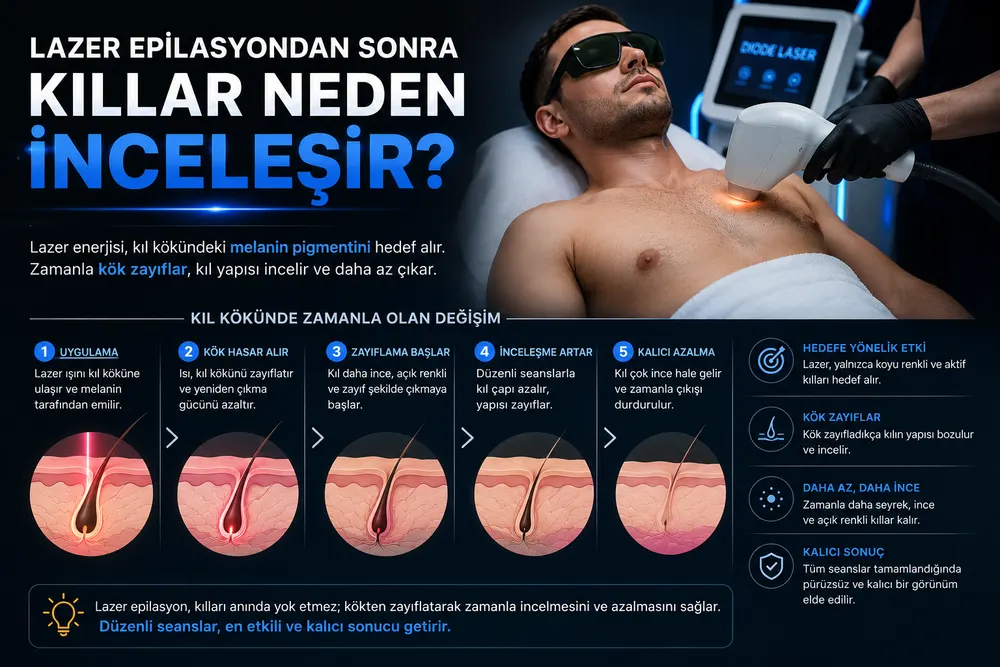 Adana erkek lazer epilasyon uygulamasında diode 808 nm cihazla bölge çalışması