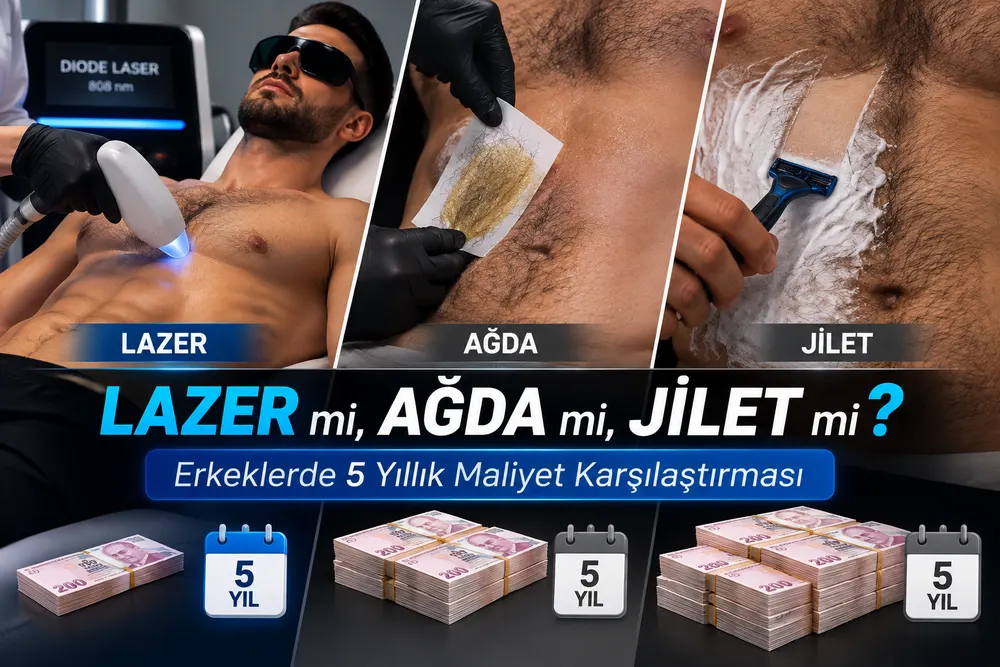 Erkeklerde jilet, ağda ve lazer epilasyon yöntemlerinin karşılaştırması