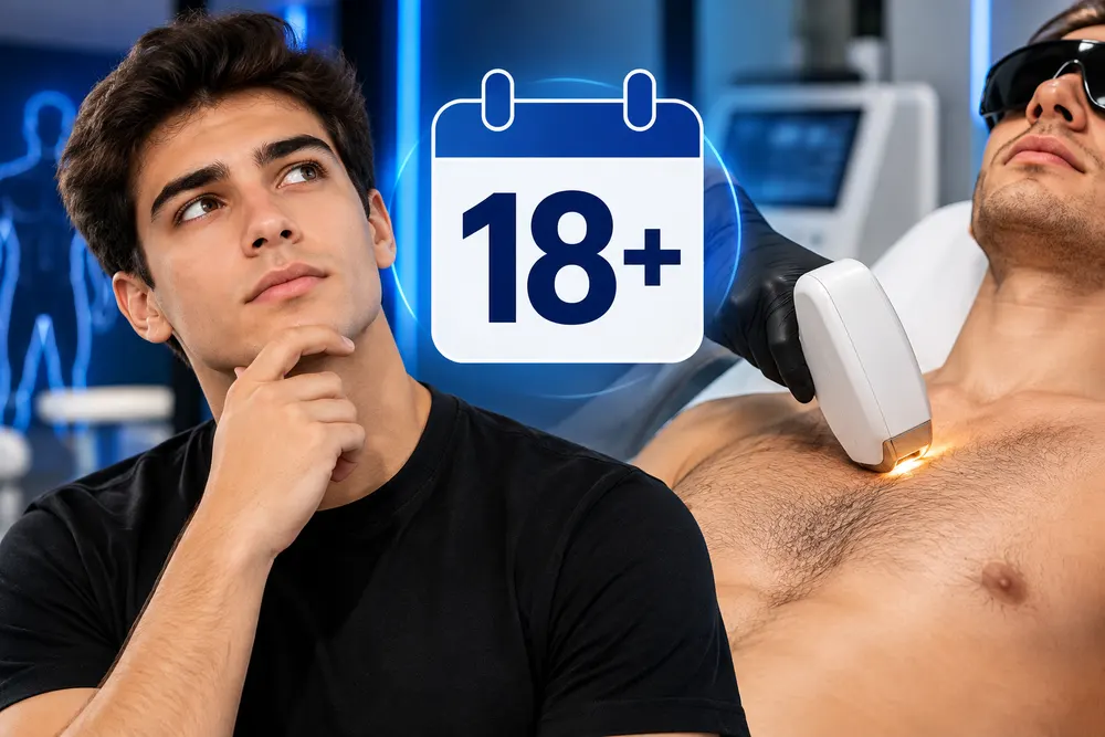 18-25 yaş arası erkeğe Adana erkek lazer epilasyon uygulaması öncesi kıl ve cilt değerlendirmesi