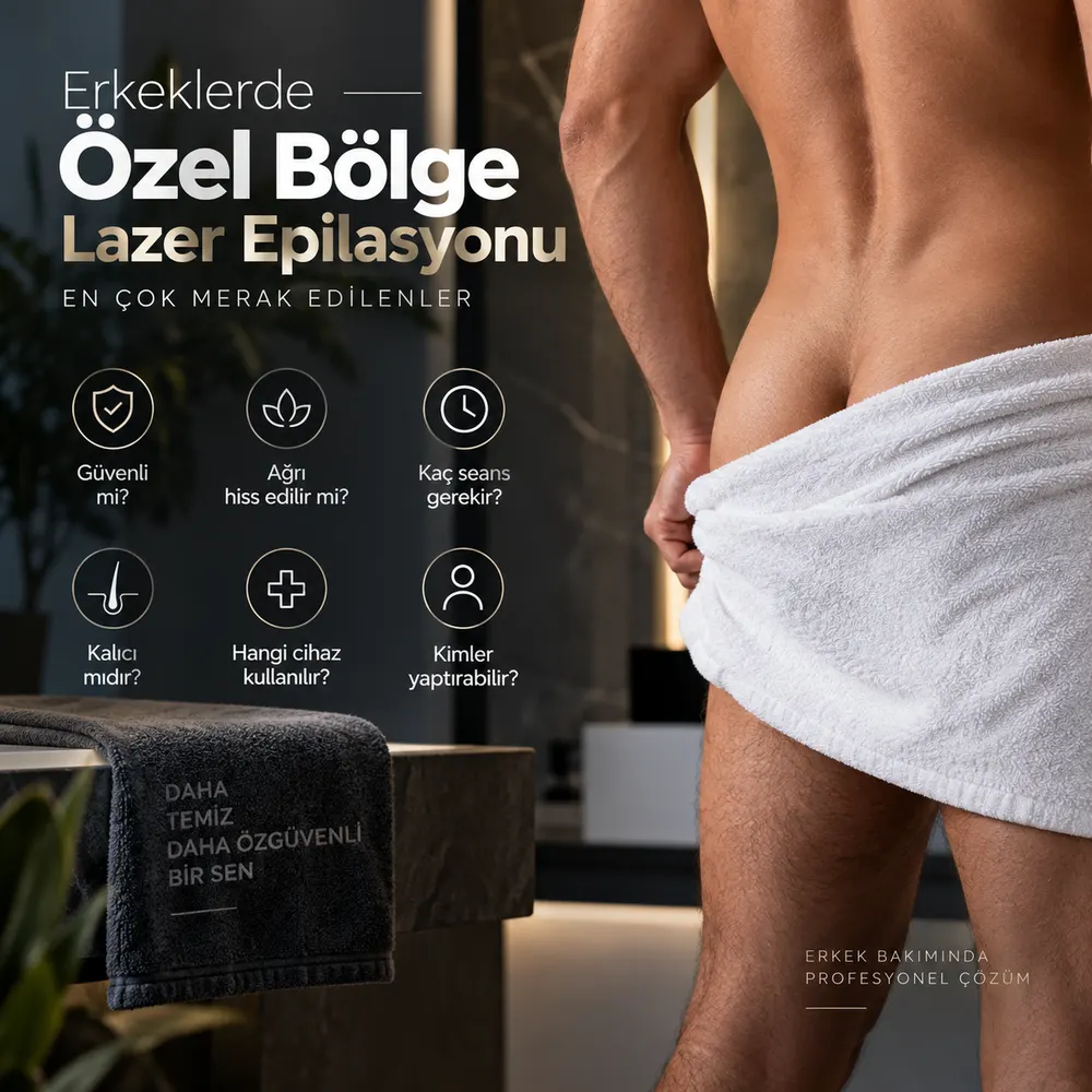 Lazer epilasyon sonrası hassas bölgede cilt tepkisi ve bakım önerilerini gösteren görsel