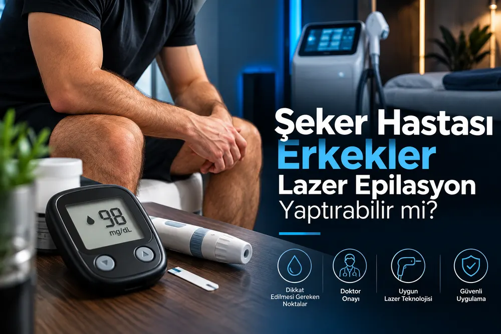 Şeker hastası erkek danışanda lazer epilasyon öncesi cilt ve kıl değerlendirmesi