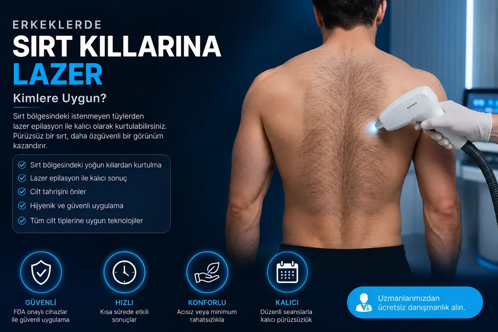 Sırt lazer epilasyonunda uygunluk kriterlerini gösteren Can Vip bilgilendirme görseli