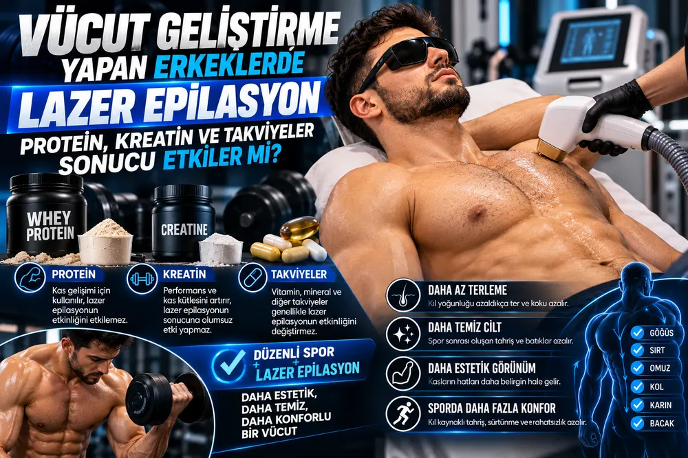 Vücut geliştirme yapan erkeklerde lazer epilasyon seansı ile antrenman programının planlanması